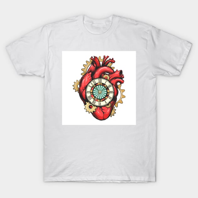 Mechanical Heart with Clock face and Gears T-Shirt by devaleta